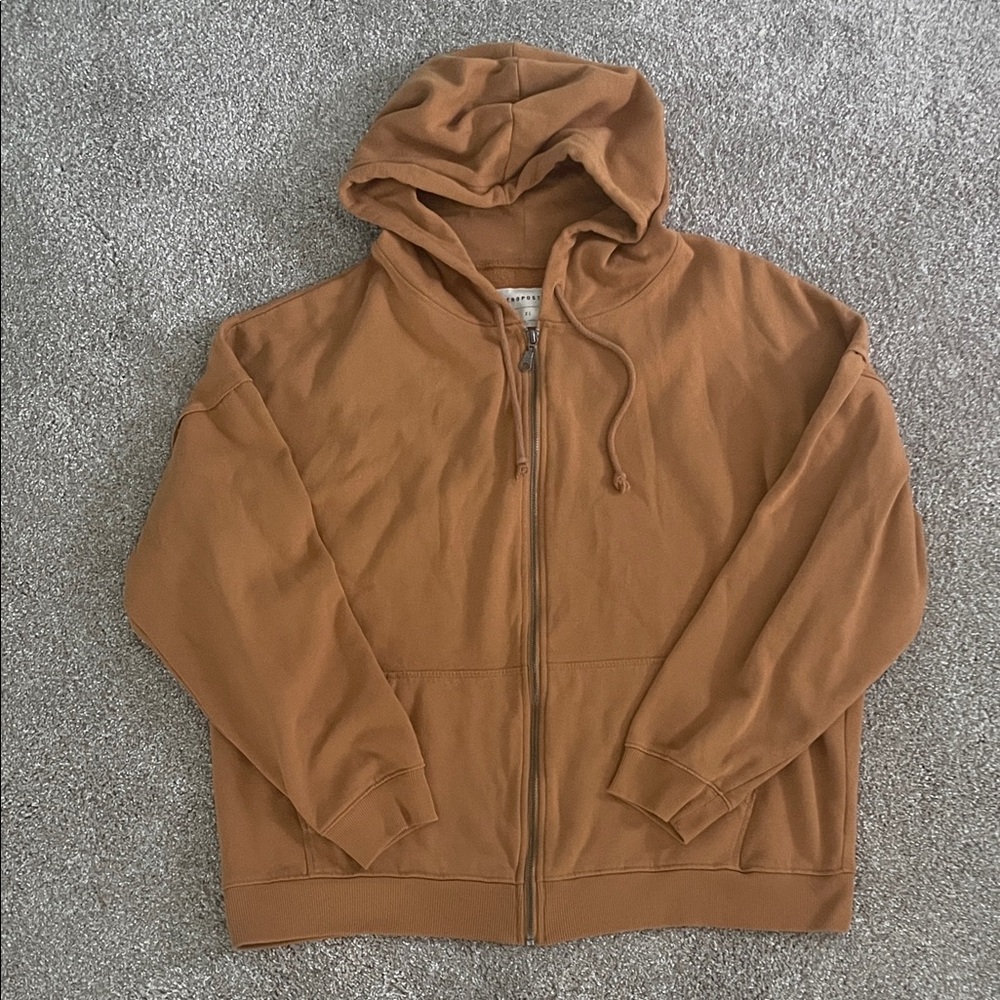 Aeropostale Men's Burnt Orange Zip Up Hoodie